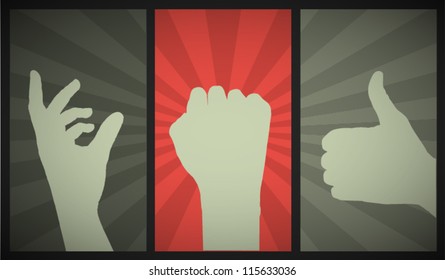  Vector Retro Hands Silhouette