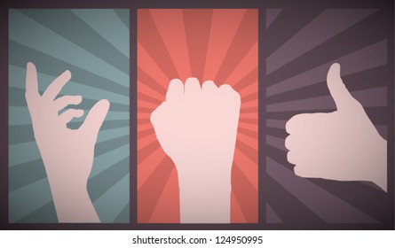 Vector Retro Hands Silhouette