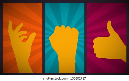 Vector Retro Hands Silhouette