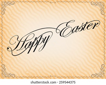 Vector Retro Happy Easter Typographic Card . Vintage Background .