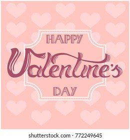 Vector retro Happy Valentines day greeting card, poster with hand drawn lettering