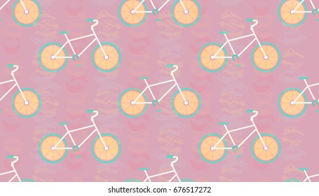 Vector retro hipster bicycle background. vector vintage colored pattern. -stock vector