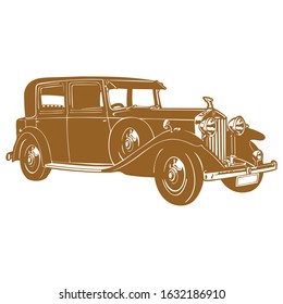 Vector retro hot rod, Car illustration, Vector car, Line art, Technology concept, Retro car, Vintage car.