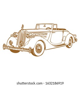 Vector retro hot rod, Car illustration, Vector car, Line art, Technology concept, Retro car, Vintage car.