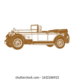 Vector retro hot rod, Car illustration, Vector car, Line art, Technology concept, Retro car, Vintage car.