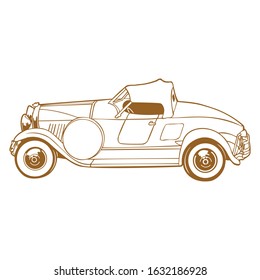 Vector retro hot rod, Car illustration, Vector car, Line art, Technology concept, Retro car, Vintage car.