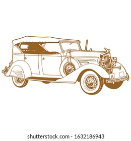 Vector retro hot rod, Car illustration, Vector car, Line art, Technology concept, Retro car, Vintage car.