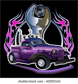 Vector retro hotrod.