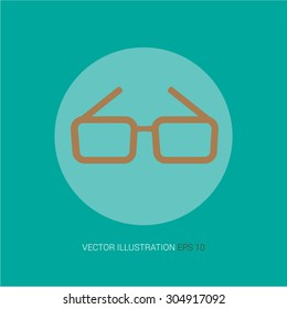 Vector retro icon on a blue abstract background "glasses"