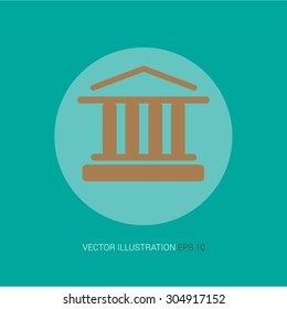 Vector retro icon on a blue abstract background "building"