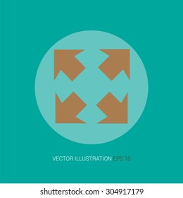 Vector retro icon on a blue abstract background "size screen"