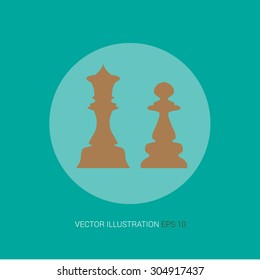 Vector retro icon on a blue abstract background "chess"