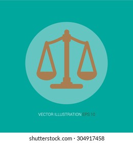 Vector retro icon on a blue abstract background "scales"