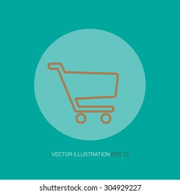 Vector retro icon on a blue abstract background "buy"