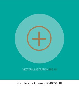 Vector retro icon on a blue abstract background "plus"