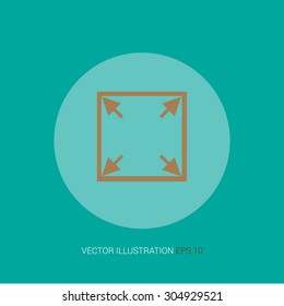 Vector retro  icon on a blue abstract background "size screen"