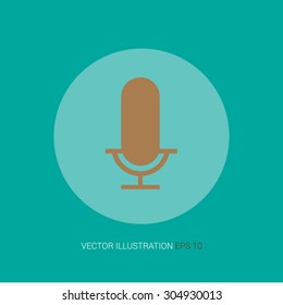 Vector retro  icon on a blue abstract background "microphone"