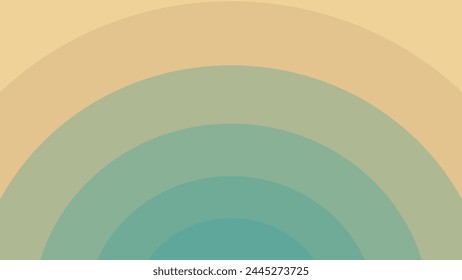 Vector retro illustration green and yellow round abstract background. Circles geometric shapes
