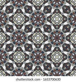 Vector retro illustration. Ideal for printing on fabric or paper. Seamless pattern in white and  brown.