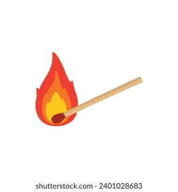 Ilustración vectorial retro de una coincidencia con fuego.