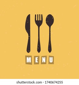 Vector retro illustration of a menu for a restaurant. The poster in grunge style. Suitable for printing, posters, postcards and other users.