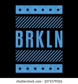 Vector retro illustration on the theme of Brooklyn. Stylized blue vintage grunge typography, banner, flyer, postcard, t-shirt graphics, poster, print.