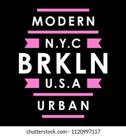 Vector retro illustration on the theme of Brooklyn. Urban. Modern. Stylized vintage colorful typography, banner, flyer, postcard, t-shirt graphics, poster, print.