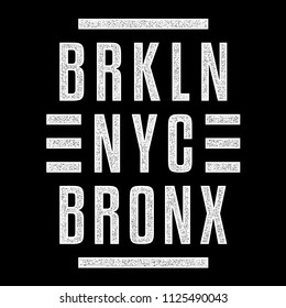 Vector retro illustration on the theme of Brooklyn. Bronx. Stylized vintage white grunge typography, banner, flyer, postcard, t-shirt graphics, poster, print.