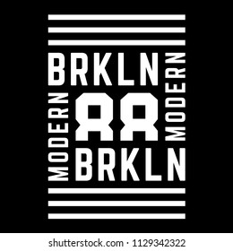 Vector retro illustration on the theme of Brooklyn. Modern. Stylized vintage white typography, banner, flyer, postcard, t-shirt graphics, poster, print.