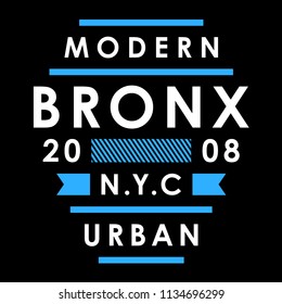 Vector retro illustration on the theme of Bronx. Urban. Modern. Stylized vintage colorful typography, banner, flyer, postcard, t-shirt graphics, poster, print