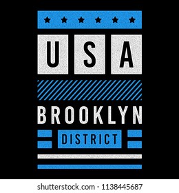 Vector retro illustration on the theme of Brooklyn. Urban style. Stylized vintage blue grunge typography, banner, flyer, postcard, t-shirt graphics, poster, print.