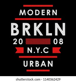 Vector retro illustration on the theme of Brooklyn. Urban. Modern. Stylized vintage colorful typography, banner, flyer, postcard, t-shirt graphics, poster, print