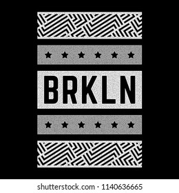 Vector retro illustration on the theme of Brooklyn. Urban style. Stylized vintage gray grunge typography, banner, flyer, postcard, t-shirt graphics, poster, print.