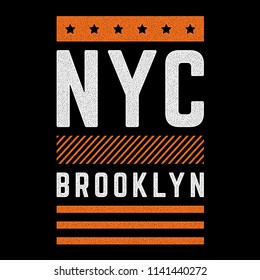 Vector retro illustration on the theme of Brooklyn. Stylized vintage orange grunge typography, banner, flyer, postcard, t-shirt graphics, poster, print.