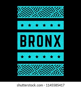 Vector retro illustration on the theme of Bronx. Urban style. Stylized vintage turquoise grunge typography, banner, flyer, postcard, t-shirt graphics, poster, print.