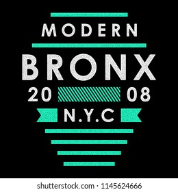 Vector retro illustration on the theme of Bronx. Urban. Modern. Stylized vintage colorful grunge typography, banner, flyer, postcard, t-shirt graphics, poster, print