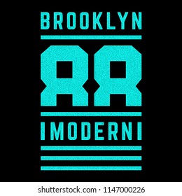 Vector retro illustration on the theme of Brooklyn. Urban style. Stylized vintage turquoise grunge typography, banner, flyer, postcard, t-shirt graphics, poster, print.