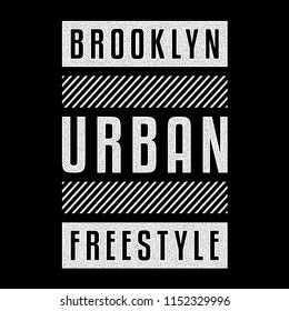 Vector retro illustration on the theme of Brooklyn. Urban. Freestyle. Stylized vintage white grunge typography, banner, flyer, postcard, t-shirt graphics, poster, print.