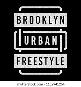 Vector retro illustration on the theme of Brooklyn. Urban. Freestyle. Stylized vintage white grunge typography, banner, flyer, postcard, t-shirt graphics, poster, print.