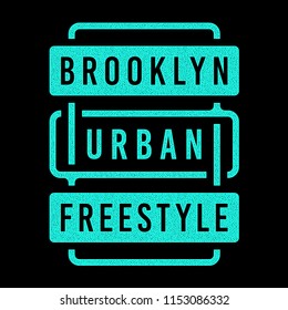 Vector retro illustration on the theme of Brooklyn. Urban. Freestyle. Stylized vintage grunge typography, banner, flyer, postcard, t-shirt graphics, poster, print.