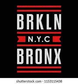 Vector retro illustration on the theme of Brooklyn. Bronx. Stylized vintage colorful typography, banner, flyer, postcard, t-shirt graphics, poster, print