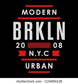 Vector retro illustration on the theme of Brooklyn. Urban. Modern. Stylized vintage colorful typography, banner, flyer, postcard, t-shirt graphics, poster, print