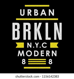 Vector retro illustration on the theme of Brooklyn. Urban. Modern. Stylized vintage colorful typography, banner, flyer, postcard, t-shirt graphics, poster, print
