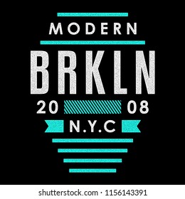 Vector retro illustration on the theme of Brooklyn. Urban. Modern. Stylized vintage colorful typography, banner, flyer, postcard, t-shirt graphics, poster, print