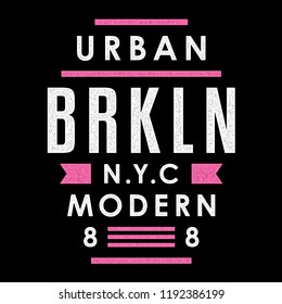 Vector retro illustration on the theme of Brooklyn. Urban. Modern. Stylized vintage colorful typography, banner, flyer, postcard, t-shirt graphics, poster, print
