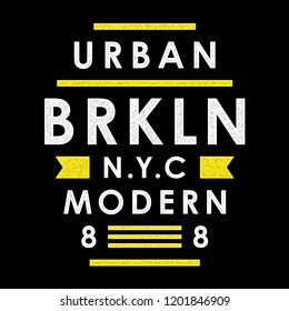 Vector retro illustration on the theme of Brooklyn. Urban. Modern. Stylized vintage colorful typography, banner, flyer, postcard, t-shirt graphics, poster, print