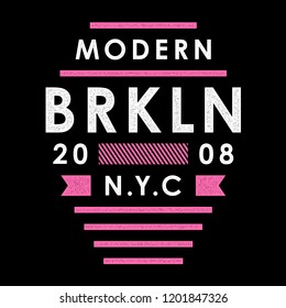 Vector retro illustration on the theme of Brooklyn. Urban. Modern. Stylized vintage colorful typography, banner, flyer, postcard, t-shirt graphics, poster, print