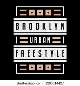 Vector retro illustration on the theme of Brooklyn. Freestyle. Urban. Stylized vintage colorful typography, banner, flyer, postcard, t-shirt graphics, poster, print.