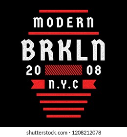 Vector retro illustration on the theme of Brooklyn. Modern. Stylized vintage colorful typography, banner, flyer, postcard, t-shirt graphics, poster, print.