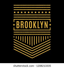 Vector retro illustration on the theme of Brooklyn.  Stylized vintage grunge typography, banner, flyer, postcard, t-shirt graphics, poster, print.